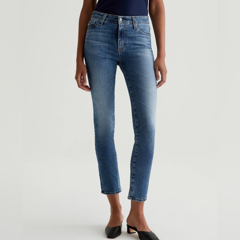 AG Adriano Goldschmied Mari High Rise Straight Jeans with Raw Hem